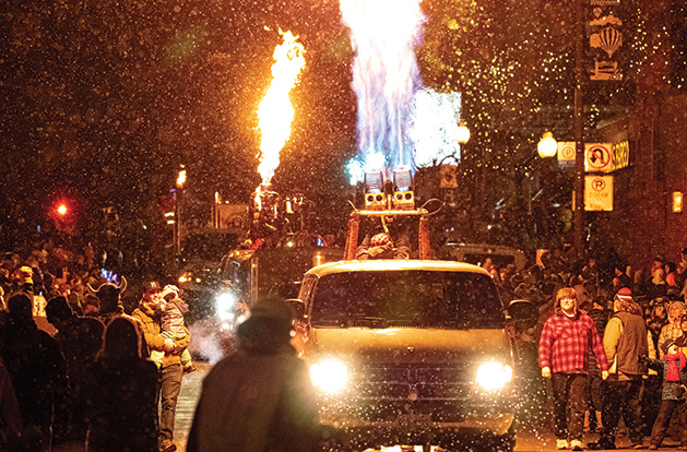 The Hudson Hot Air Affair 2020 after dark.