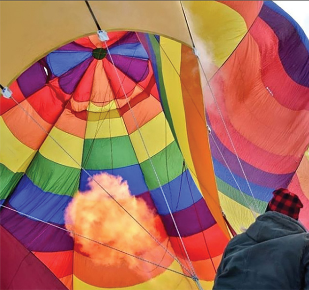 The fire inside a hot air balloon at the Hudson Hot Air Affair 2020.