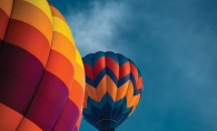 Hot air balloons in the sky during the Hudson Hot Air Affair