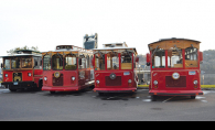Stillwater Trolley Four trolleys from Stillwater Trolley await riders before a tour of the city.