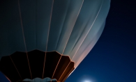 A hot air balloon in the sky at Hudson Hot Air Affair.