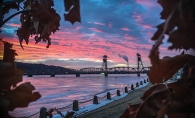 A shot of the sunrise over the Stillwater liftbridge.