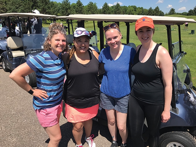 Golfers from Regions Hospital at the Hudson Hospital Golf Tournament: Kelly Johannsen, Brittanie Aune, Kelsey Zschokke and Denise Sykora