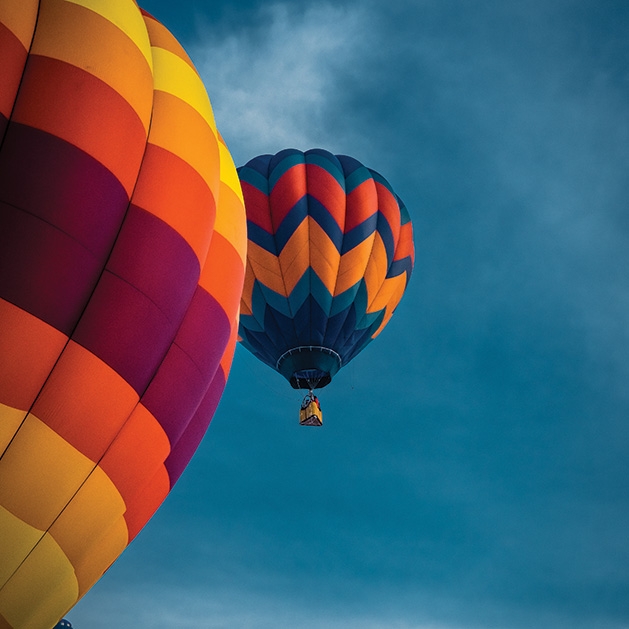 Hot air balloons in the sky during the Hudson Hot Air Affair