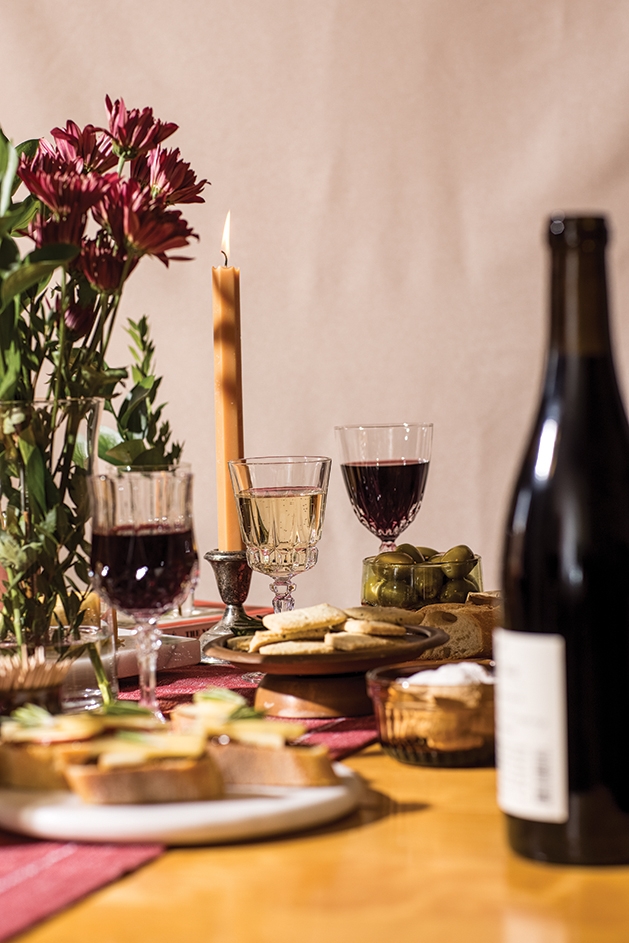 wine set out on table