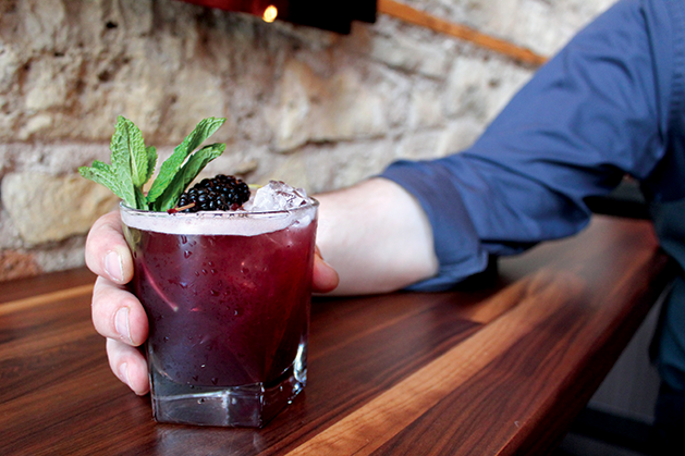 A Blackberry Smash cocktail from Brick & Bourbon