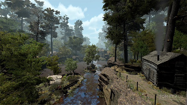 A screenshot of the St. Croix River from the video game Tombeaux, designed by Dave Beck