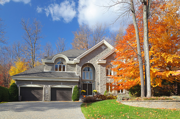 A newly remodeled home in the fall.