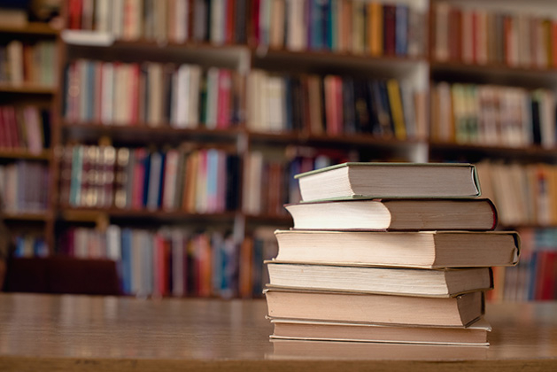 A stack of books at Valley Bookseller.