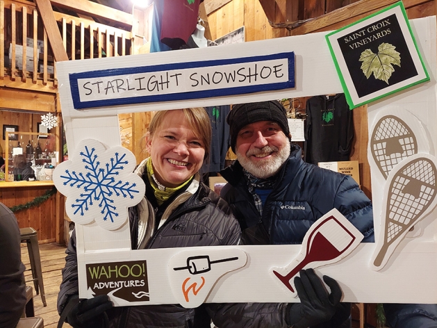 Attendees at the Starlight Snowshoeing Event