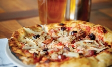 A pizza from Manger, a new restaurant in Bayport.