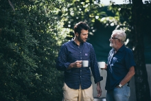 man talking with his dad