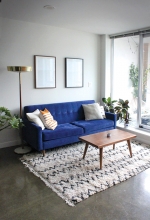 A living room featuring midcentury modern design.