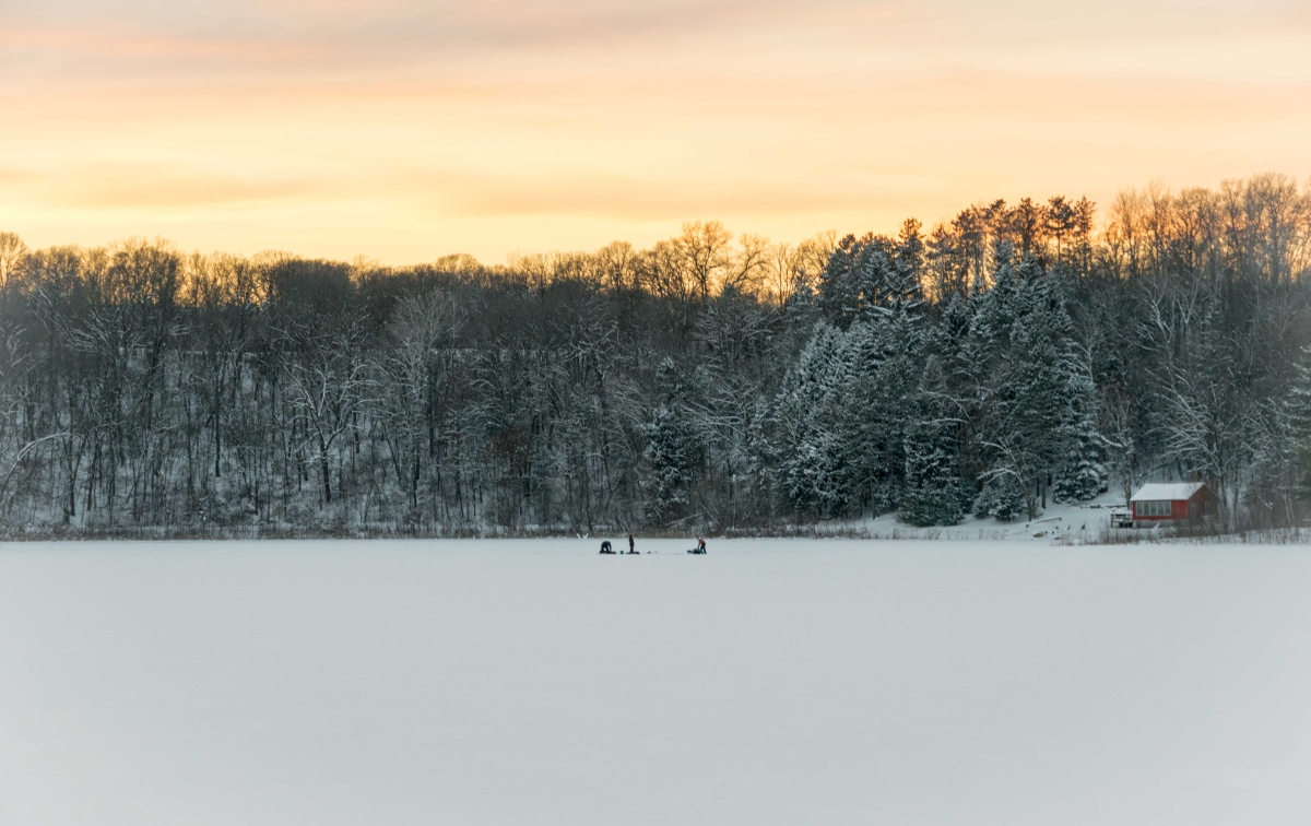 ice fishing on Perch Lake, St Croix County